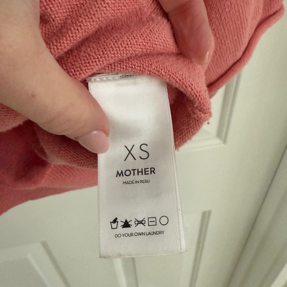 MOTHER The Boxy Crop V-Neck Short Sleeve Sweater Top Pink Size XS - Picture 4 of 11